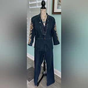 CHICOS - Denim Jacket with Braided (Soutache) Sleeve